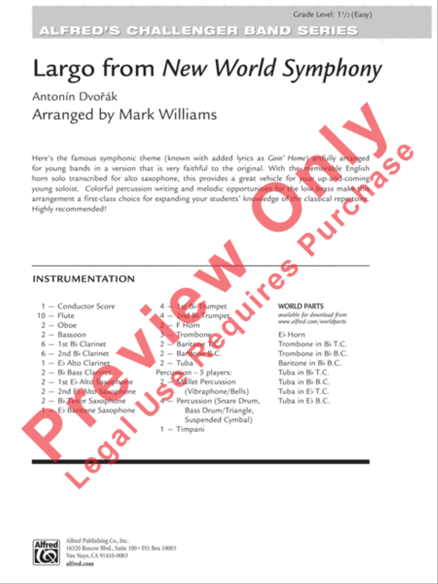 Largo from New World Symphony Concert Band scores gallery preview page 2