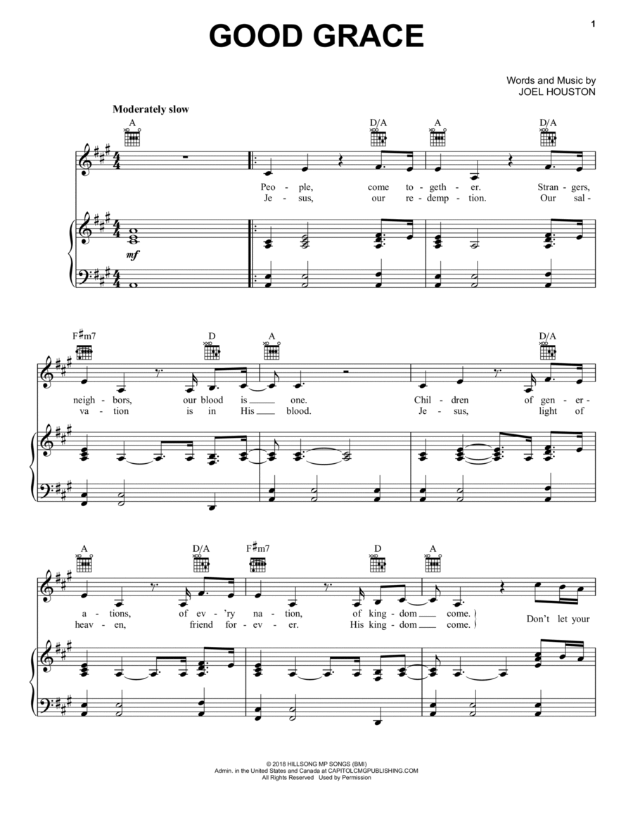 Good Grace Good Grace Piano, Vocal, Guitar scores gallery preview page 1