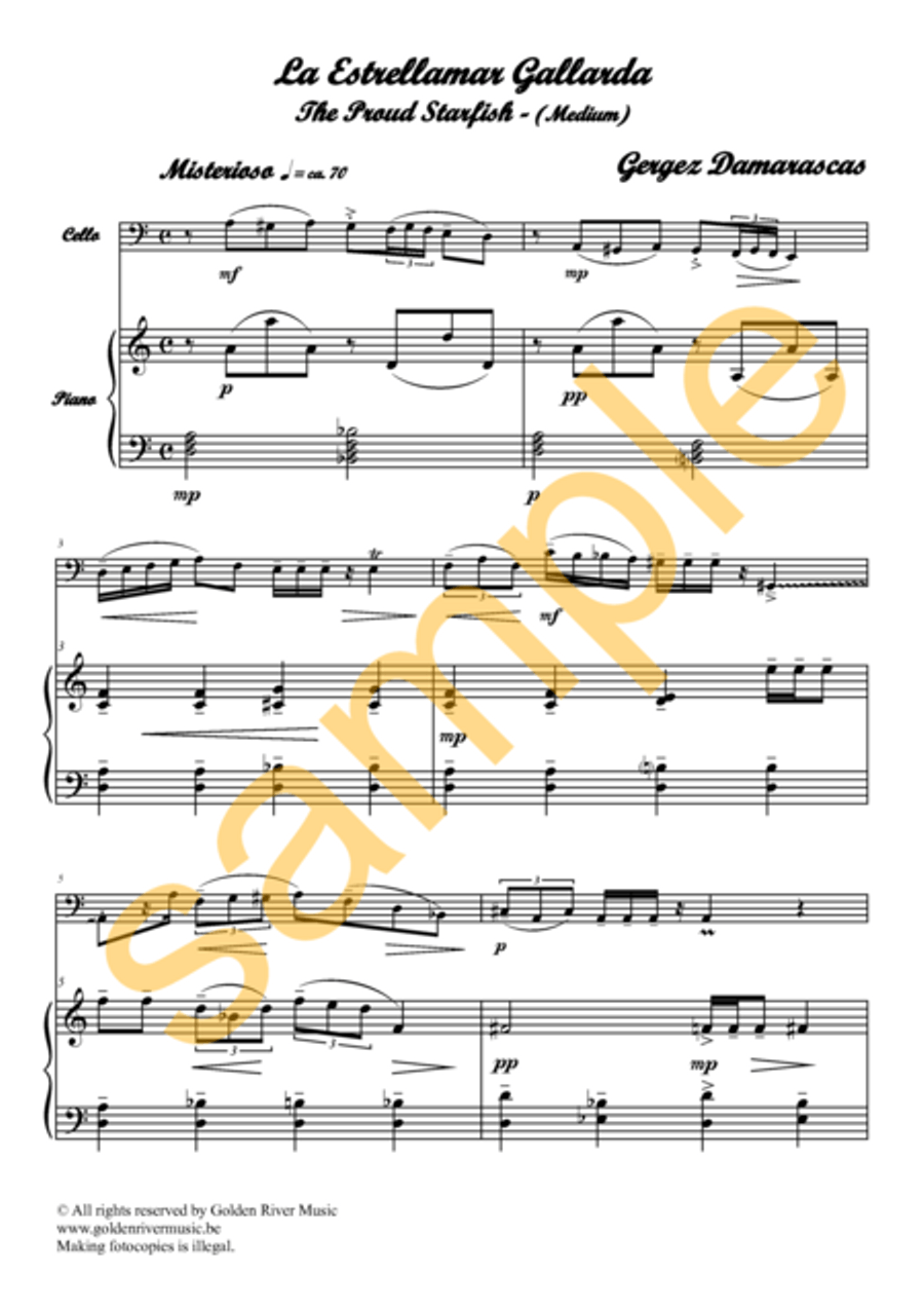 La Estrellamar Gallarda / The Proud Starfish for cello Clarinet Solo scores gallery preview page 2