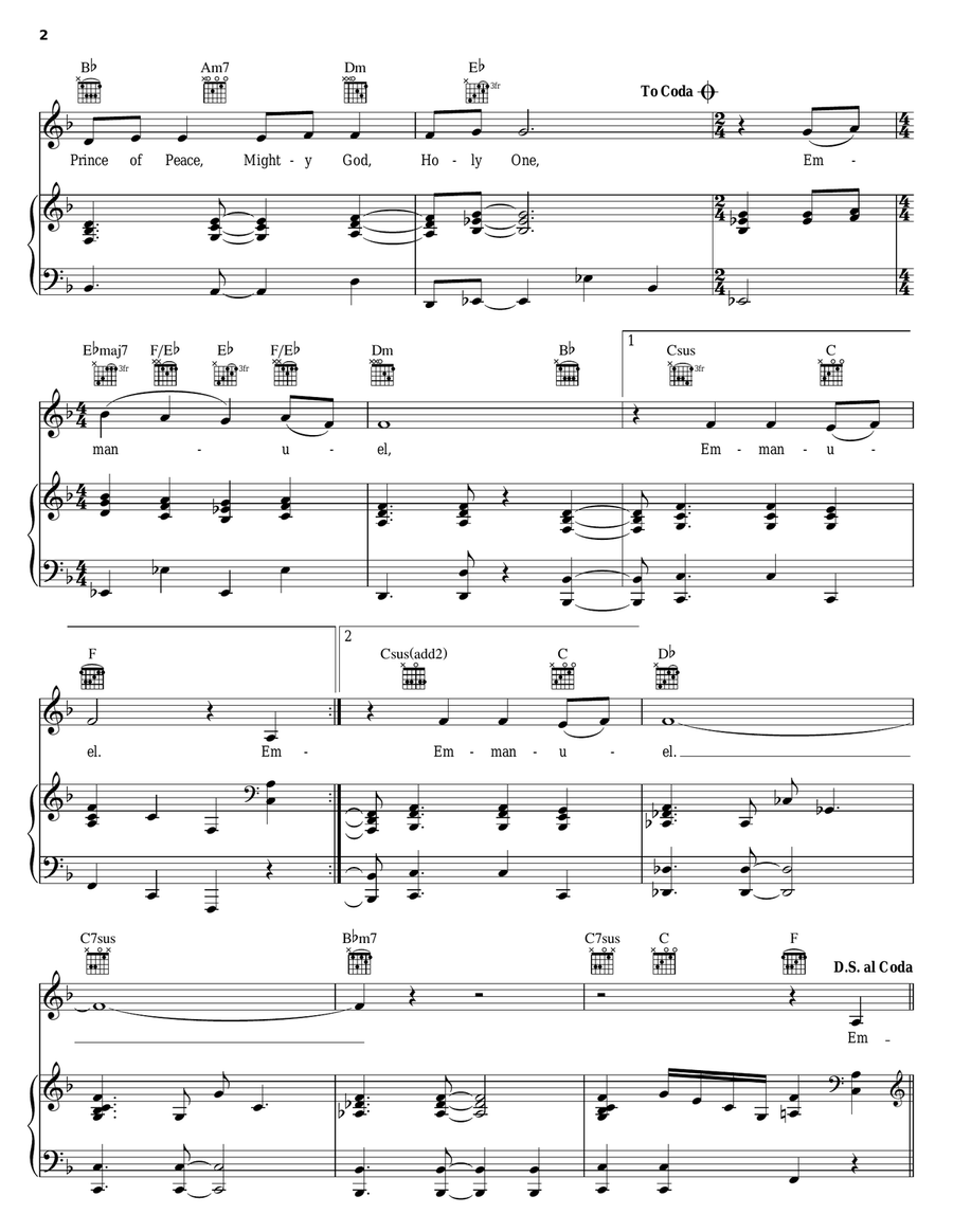 Emmanuel Piano, Vocal, Guitar scores gallery preview page 2