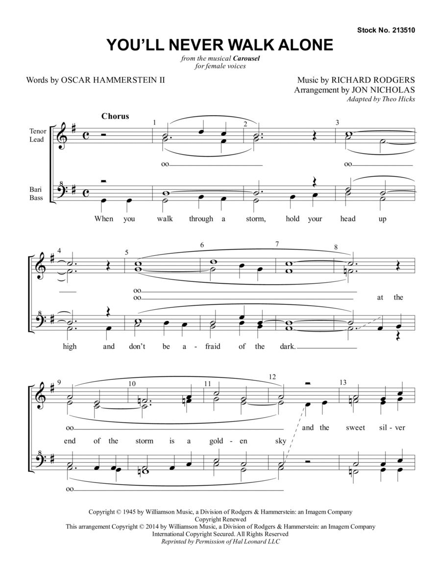 You'll Never Walk Alone (from Carousel) (arr. Jon Nicholas)