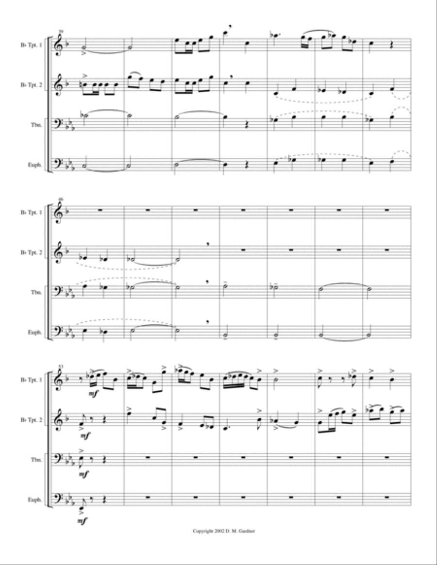 Fanfare con Spirito for Brass Quartet (2 Bb Trpts, Trombone & Euphonium) Brass Quartet scores gallery preview page 4