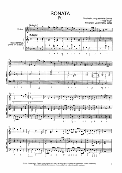 Sonates pour le Viollon et pour le clavecin Vol 3: Sonata V (a), Sonata VI (A)