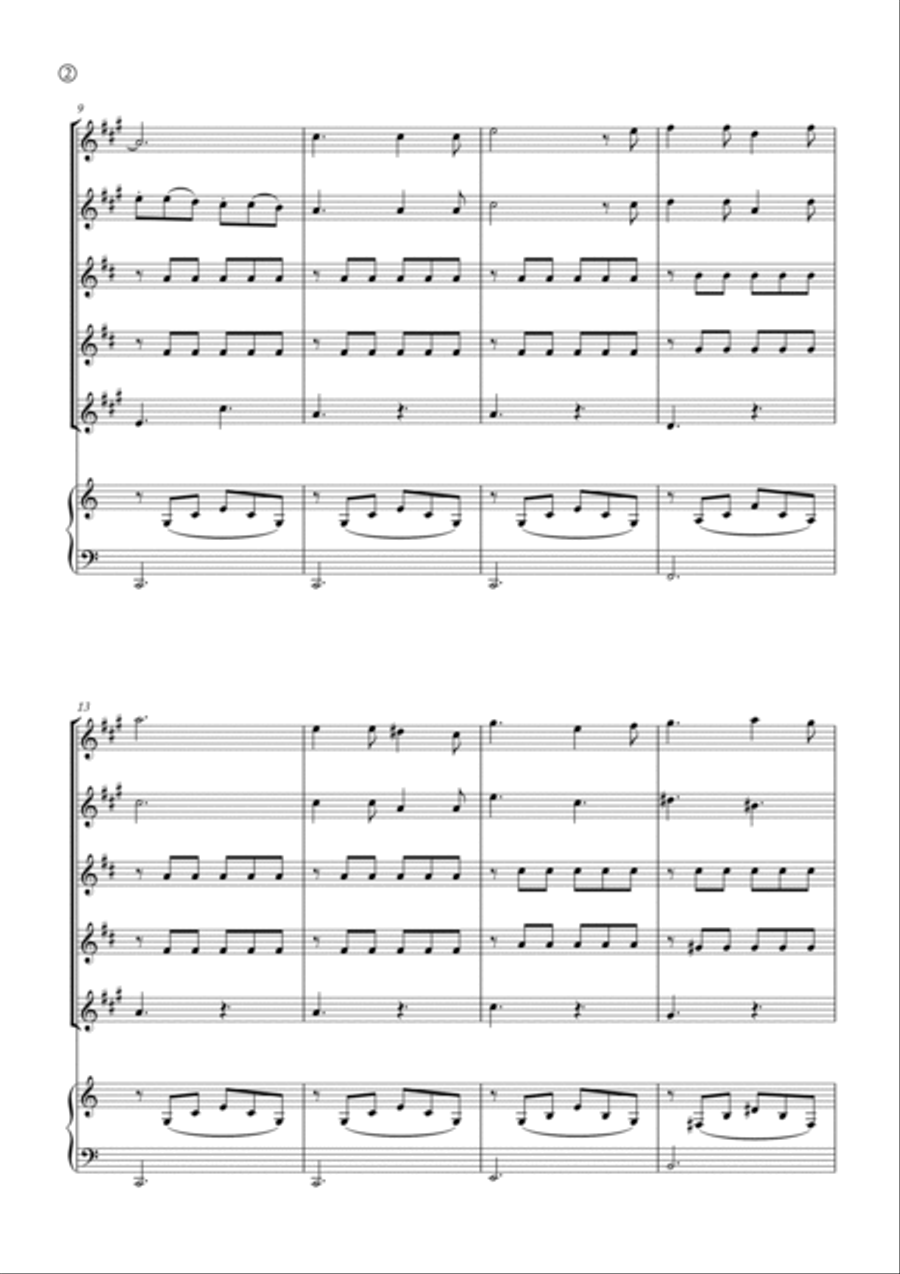 Oh Holy night Saxophone Quintet scores gallery preview page 2