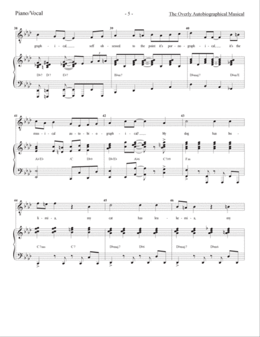 The Overly Autobiographical Musical Piano, Vocal, Guitar scores gallery preview page 5