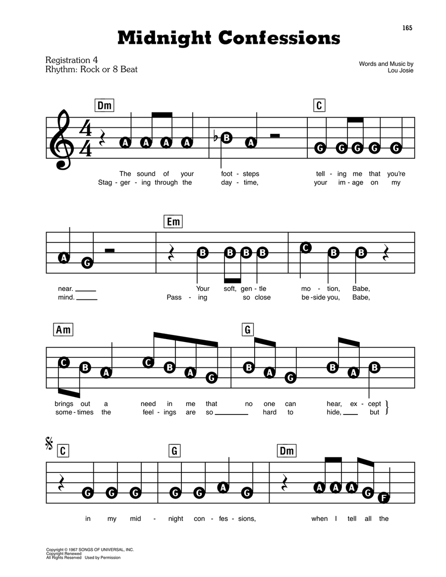 Midnight Confessions Electronic Keyboard scores gallery preview page 1