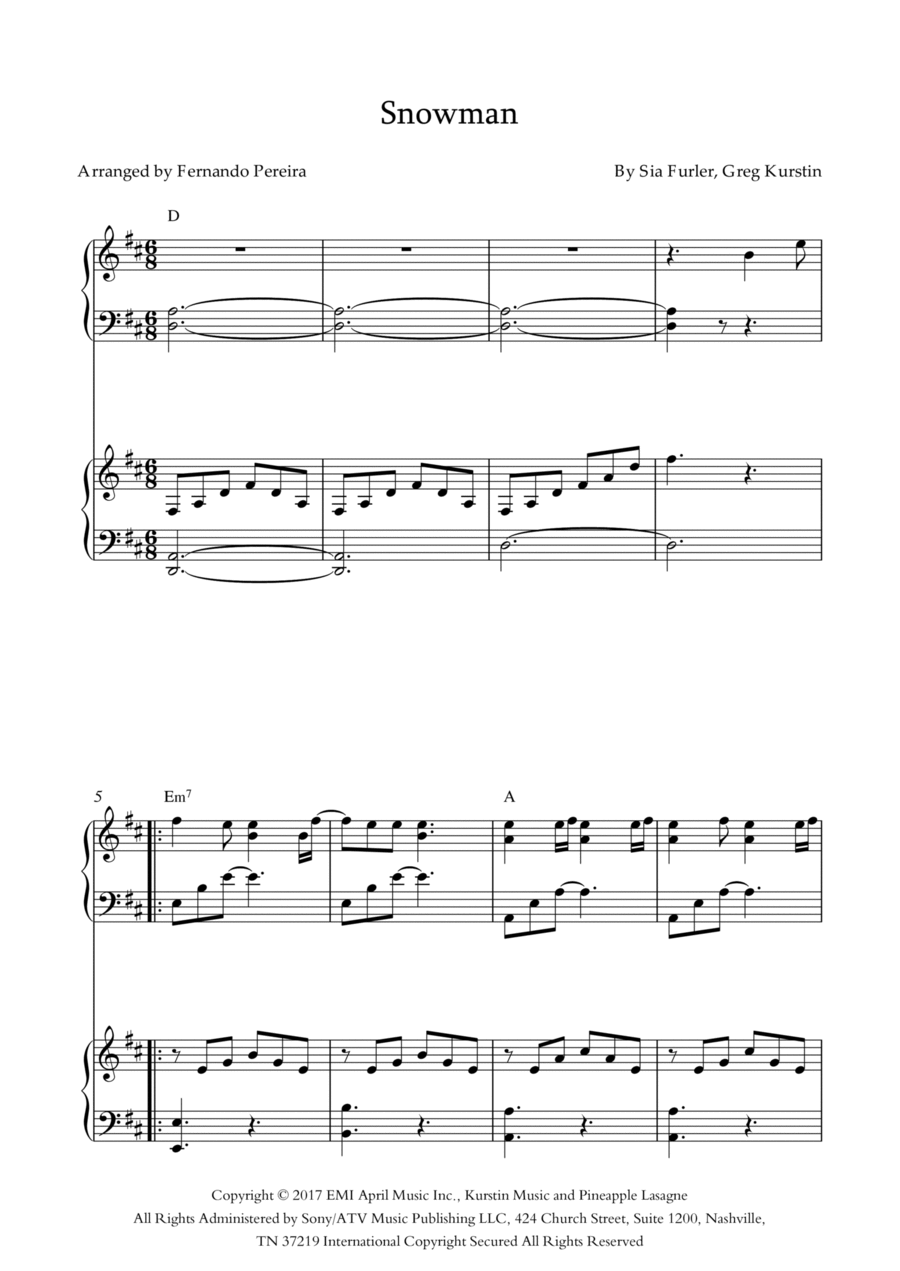 Snowman Snowman Easy Piano scores gallery preview page 1