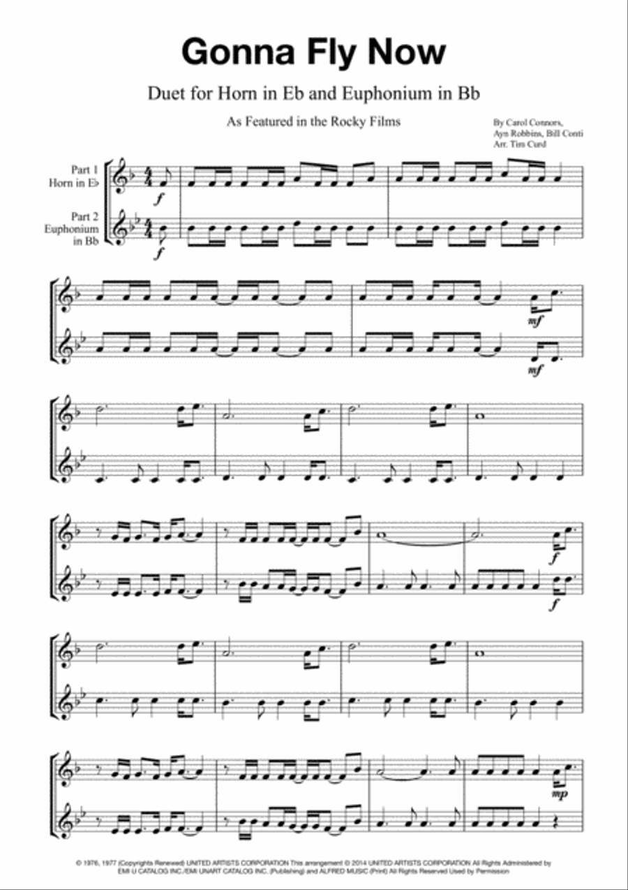 Gonna Fly Now Brass Duet scores gallery preview page 1