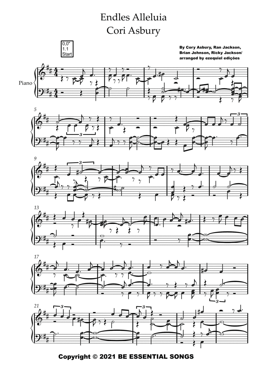 Endless Alleluia Easy Piano scores gallery preview page 1