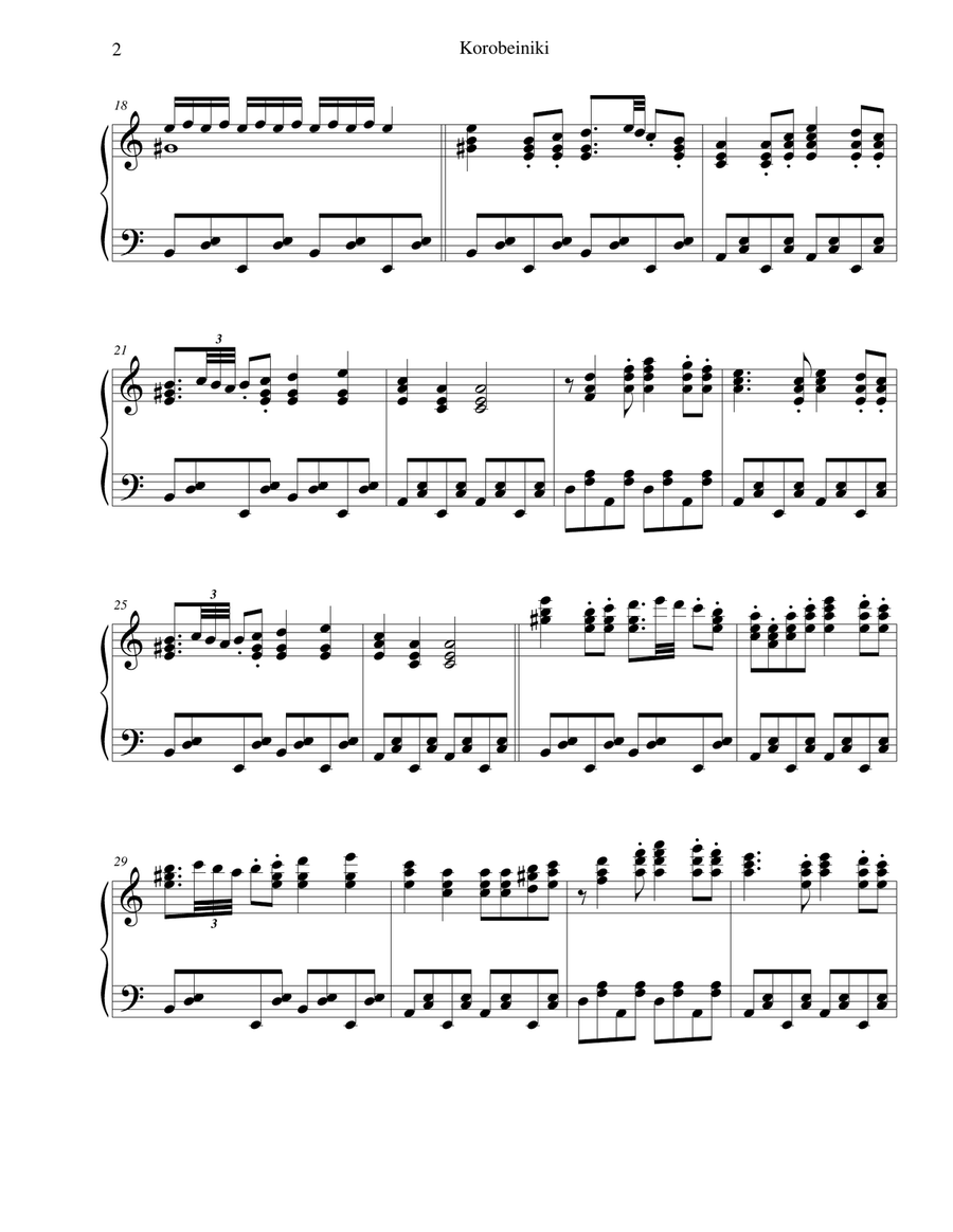 Korobeiniki (Korobushka) - for piano Piano Solo scores gallery preview page 2