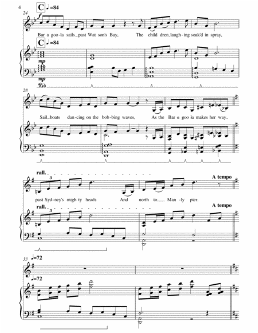 The Baragoola Sails to Manly Medium Voice scores gallery preview page 4