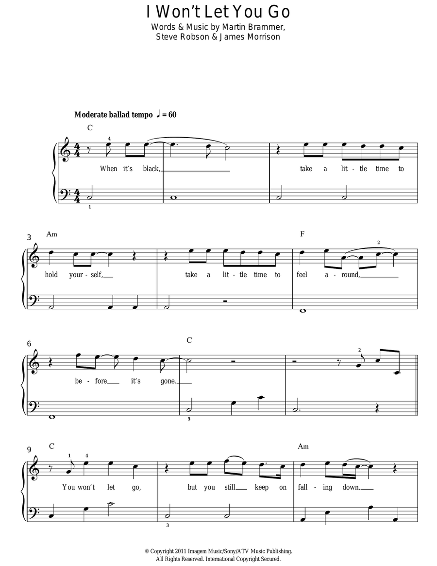 I Won't Let You Go Voice scores gallery preview page 1