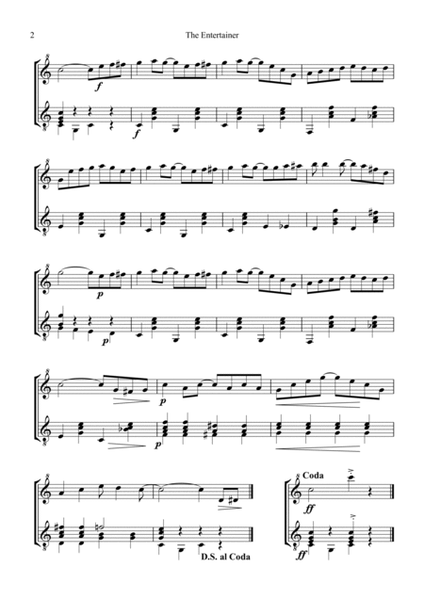 The Entertainer, Ragtime (easy, abridged) for descant recorder and guitar image number null