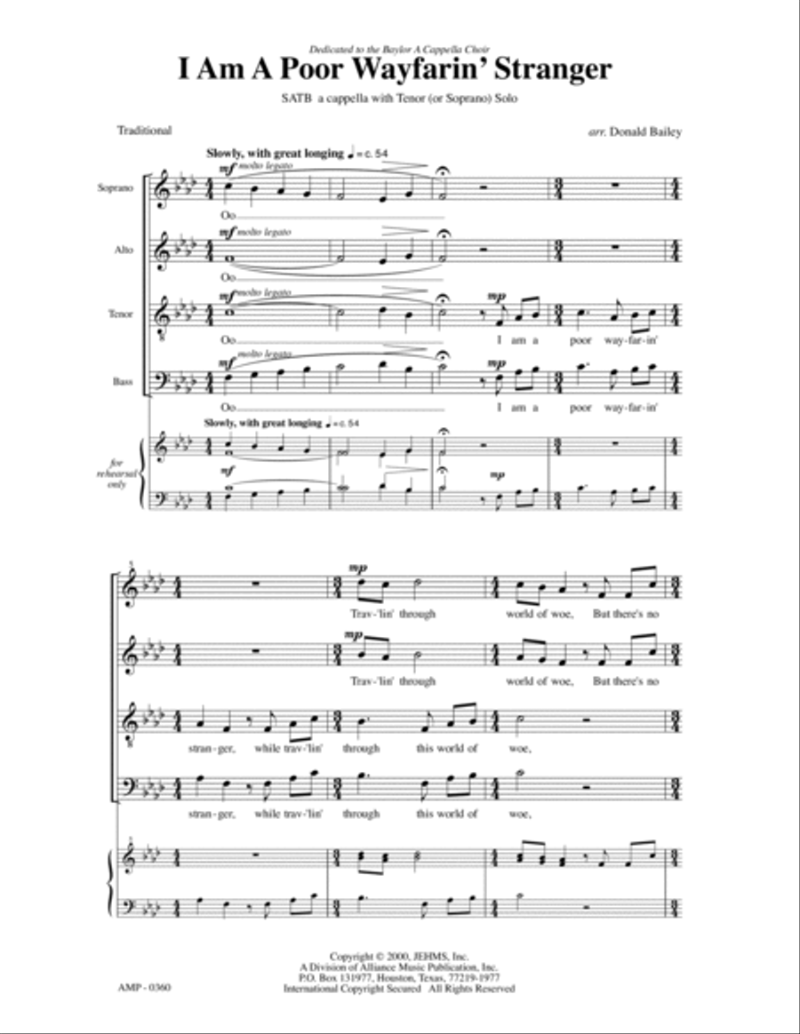 I Am a Poor Wayfarin' Stranger 4-Part scores gallery preview page 5