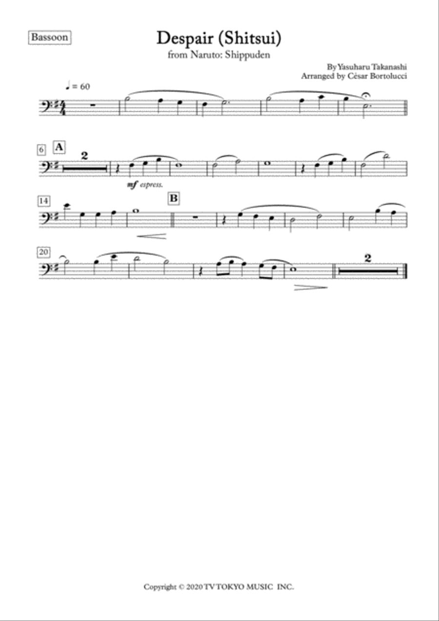 Despair (shitsui) Bassoon scores gallery preview page 2