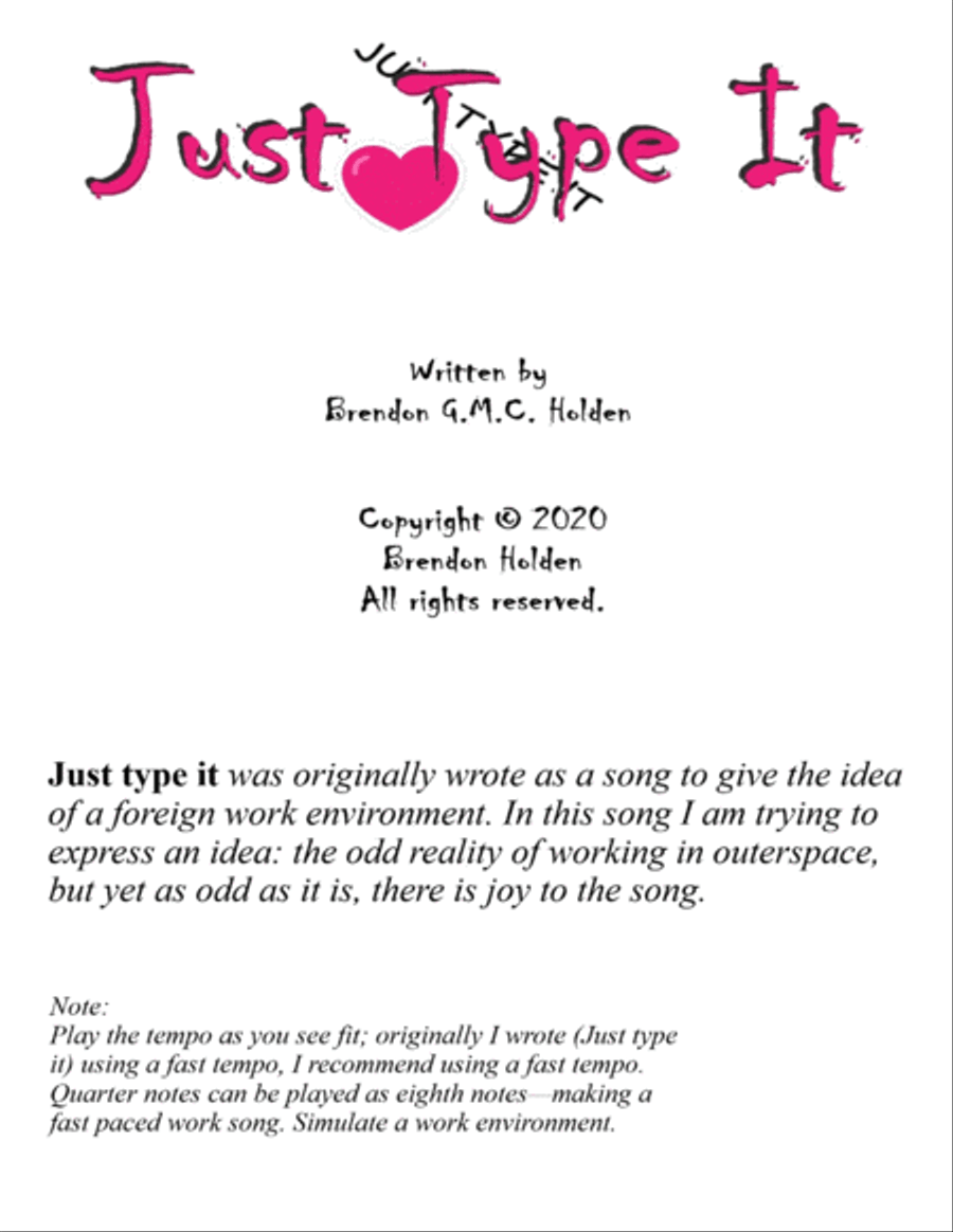 Just Type It Piano Solo scores gallery preview page 2