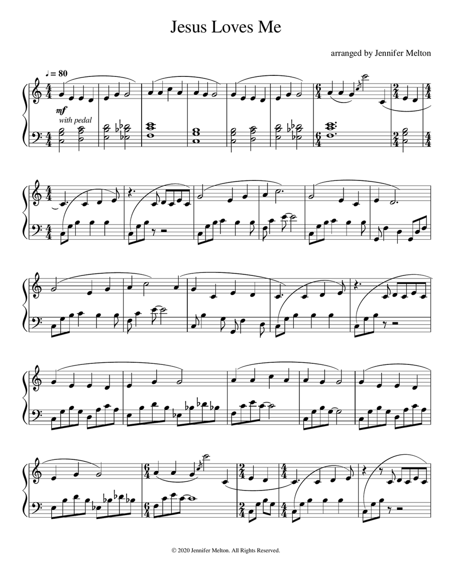 Jesus Loves Me Jesus Loves Me Piano Solo scores gallery preview page 1