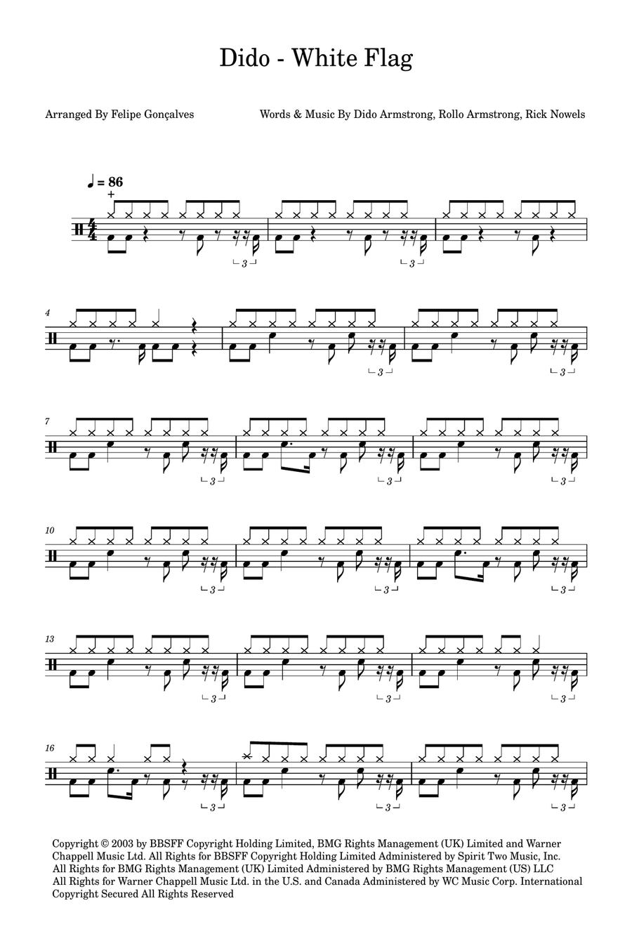 White Flag Drum Set scores gallery preview page 1