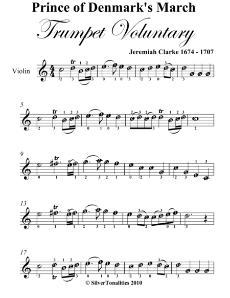 Prince of Denmark's March Trumpet Voluntary Easy Violin Sheet Music