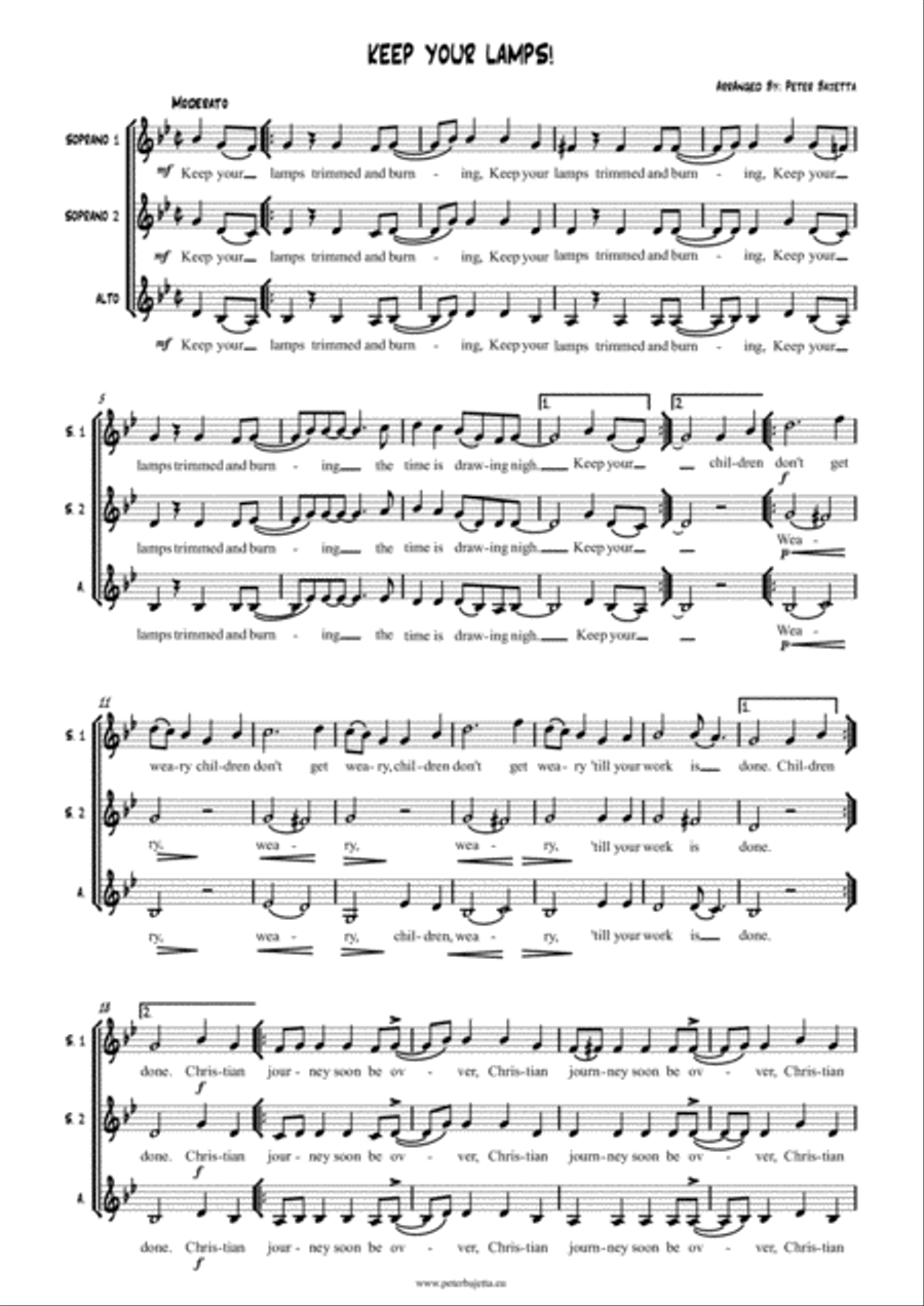 Keep Your Lamps! (SSA Women' choir) SSA scores gallery preview page 1