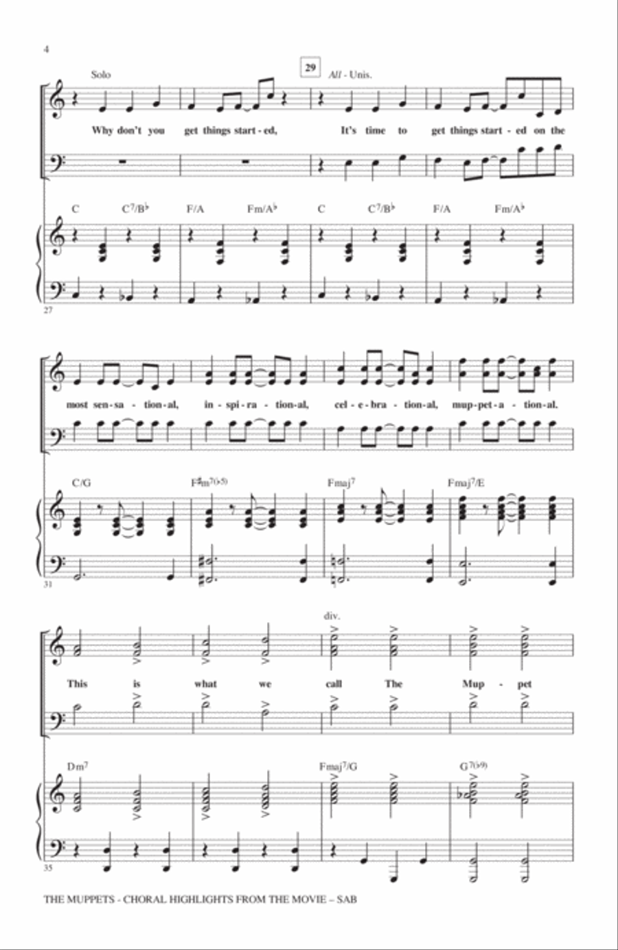 The Muppets (Choral Highlights) 3-Part scores gallery preview page 3