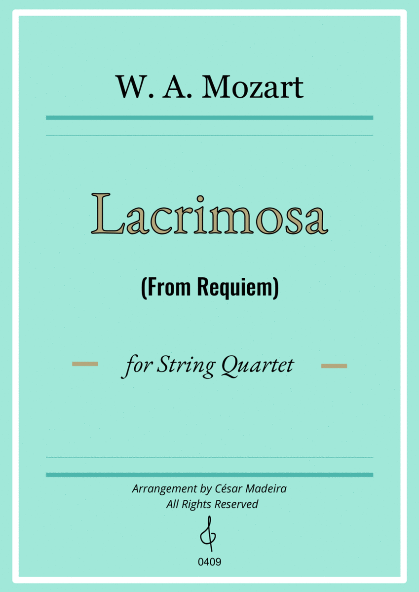 Lacrimosa from Requiem by Mozart - String Quartet (Individual Parts) image number null