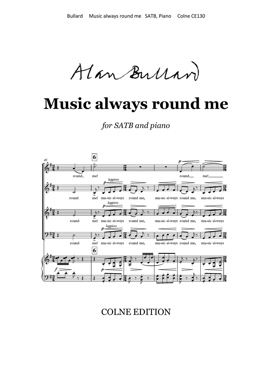 Music always round me (for SATB choir and piano) Divisi scores gallery preview page 1