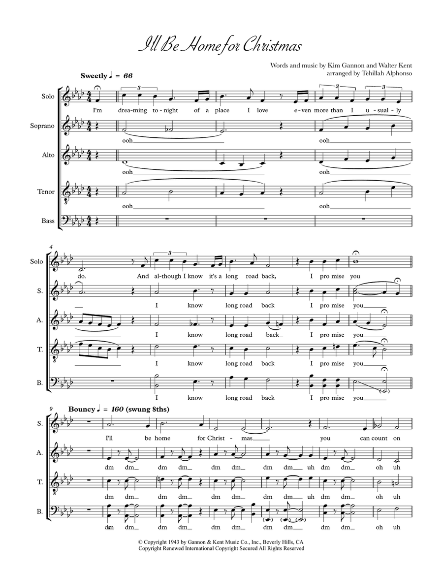 I'll Be Home For Christmas 4-Part scores gallery preview page 1