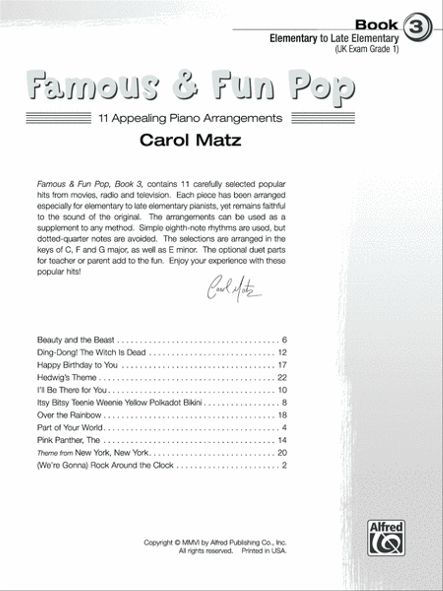 Famous & Fun Pop, Book 3 Famous & Fun Pop, Book 3 Piano Method scores gallery preview page 2