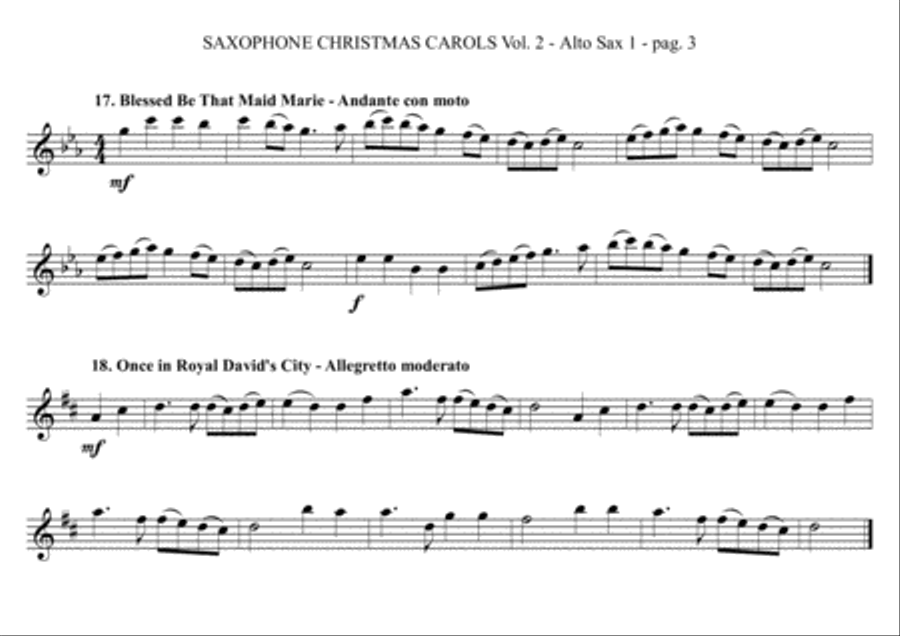 SAXOPHONE CHRISTMAS CAROLS vol. 2 - 12 more English Carols for Sax Quartet (SATB or AATB) Saxophone Quartet scores gallery preview page 3