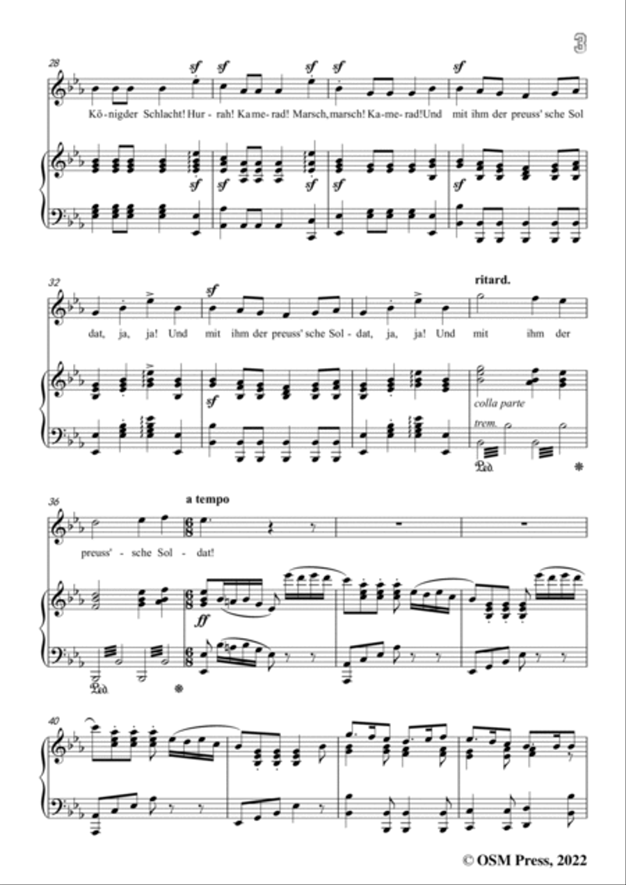 Loewe-Preussisches Hurrahlied,in E flat Major,for Voice and Piano Voice Solo scores gallery preview page 5