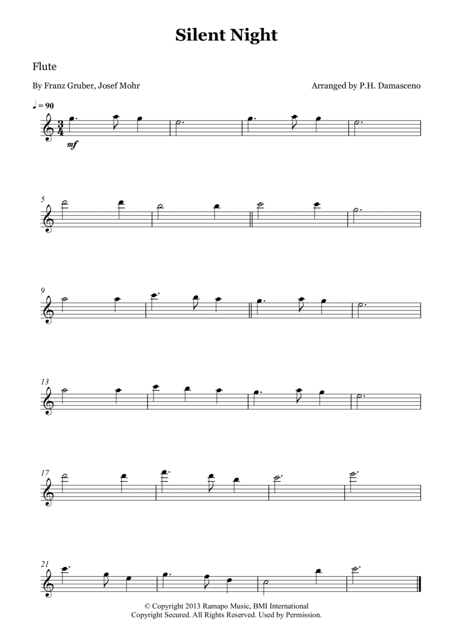Silent Night Silent Night Flute Solo scores gallery preview page 1