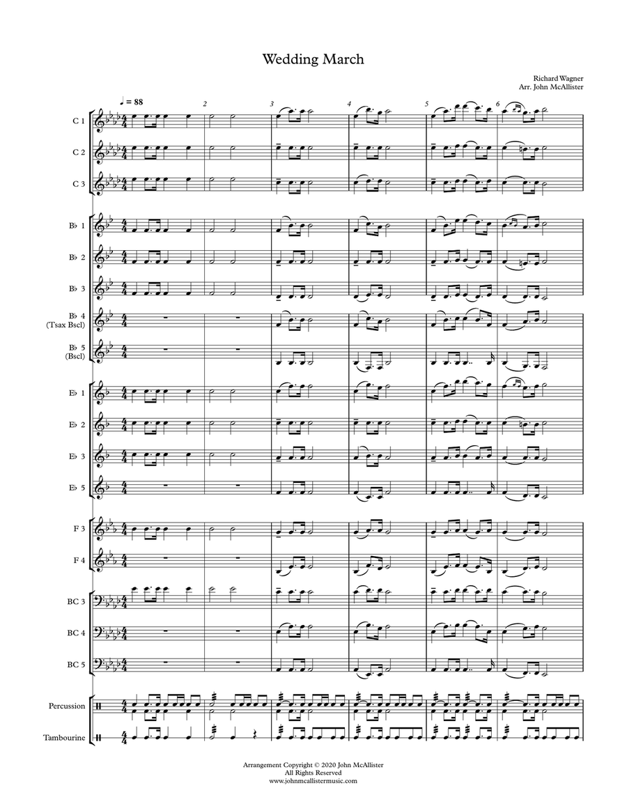Wedding March for Adaptable Quintet Concert Band scores gallery preview page 1