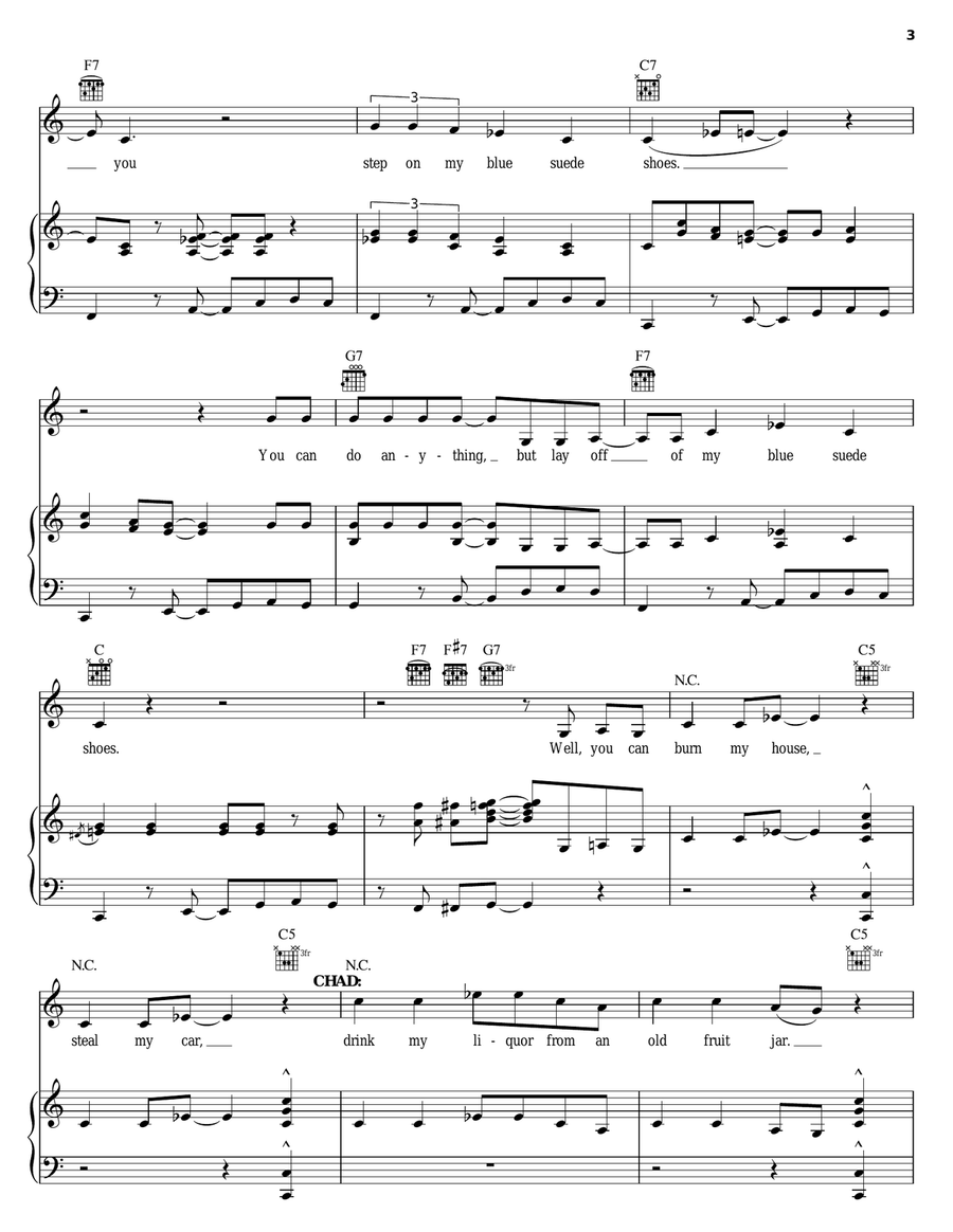 Blue Suede Shoes Piano, Vocal, Guitar scores gallery preview page 3