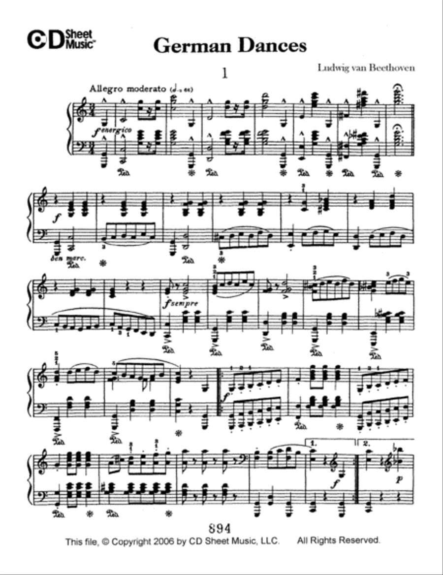 German Dances (3) Piano Solo scores gallery preview page 1