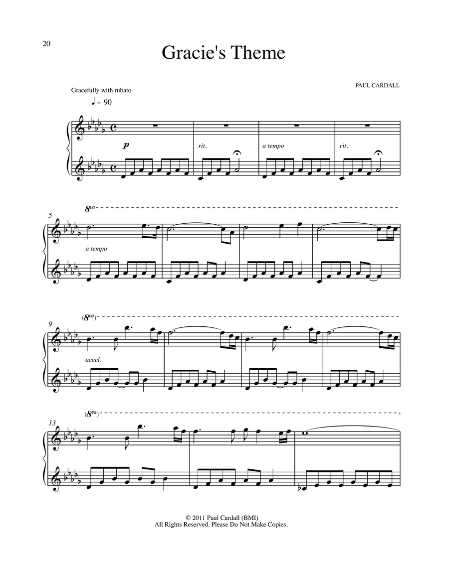 Gracie's Theme Piano Solo scores gallery preview page 1