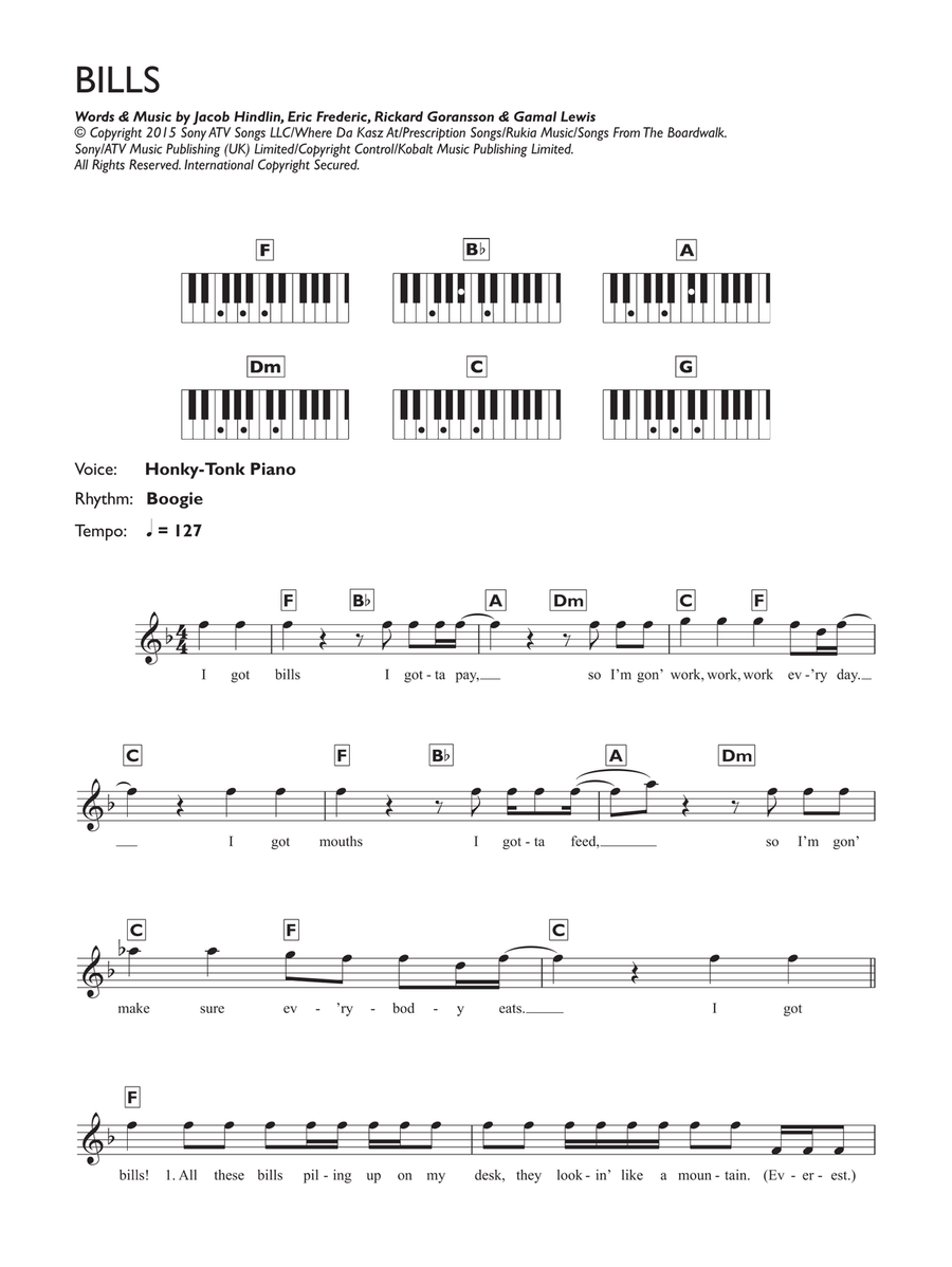Bills Piano Solo scores gallery preview page 1