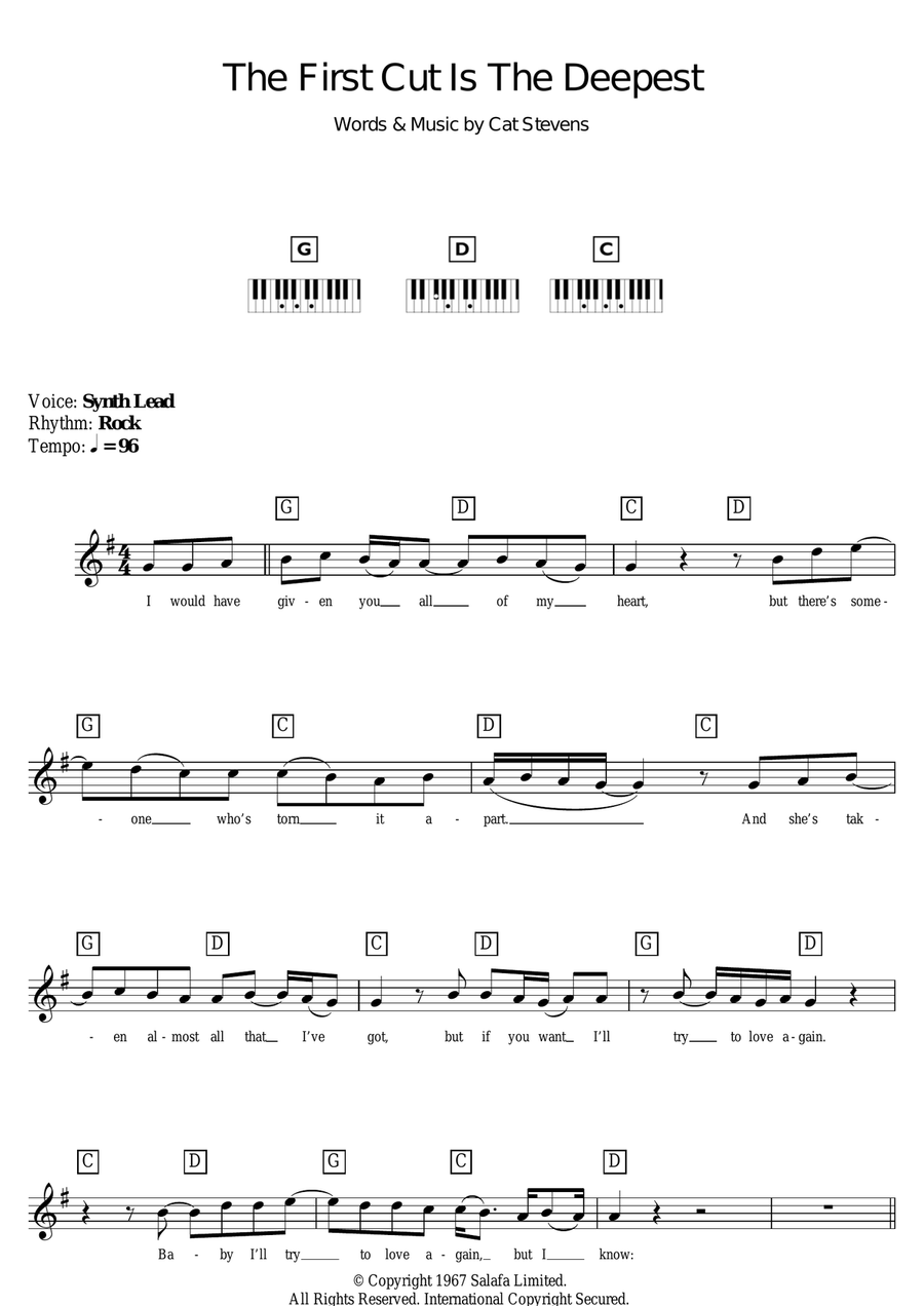 The First Cut Is The Deepest Piano Solo scores gallery preview page 1