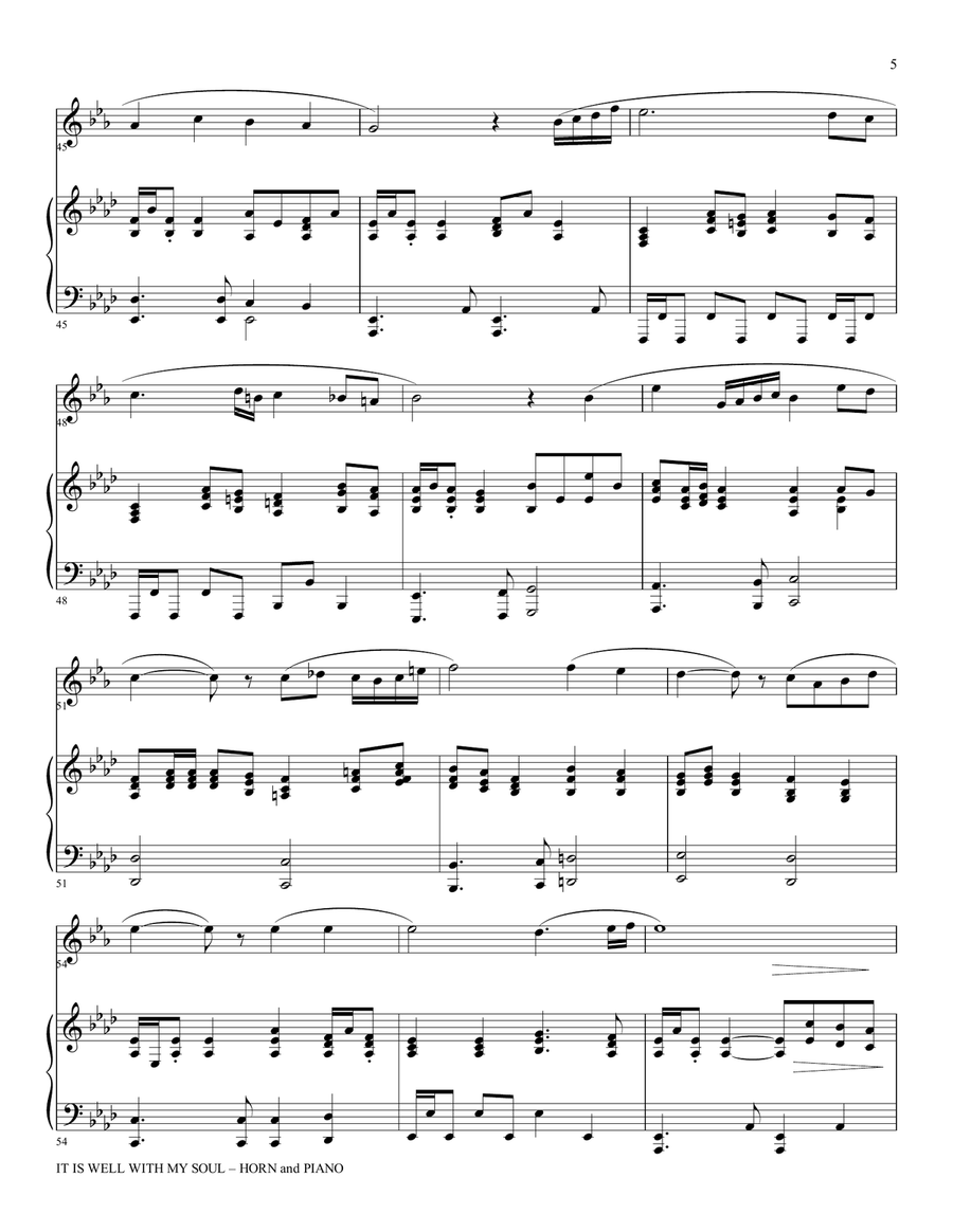 IT IS WELL WITH MY SOUL (Duet - Horn in F and Piano with Horn Part) Brass Duet scores gallery preview page 5