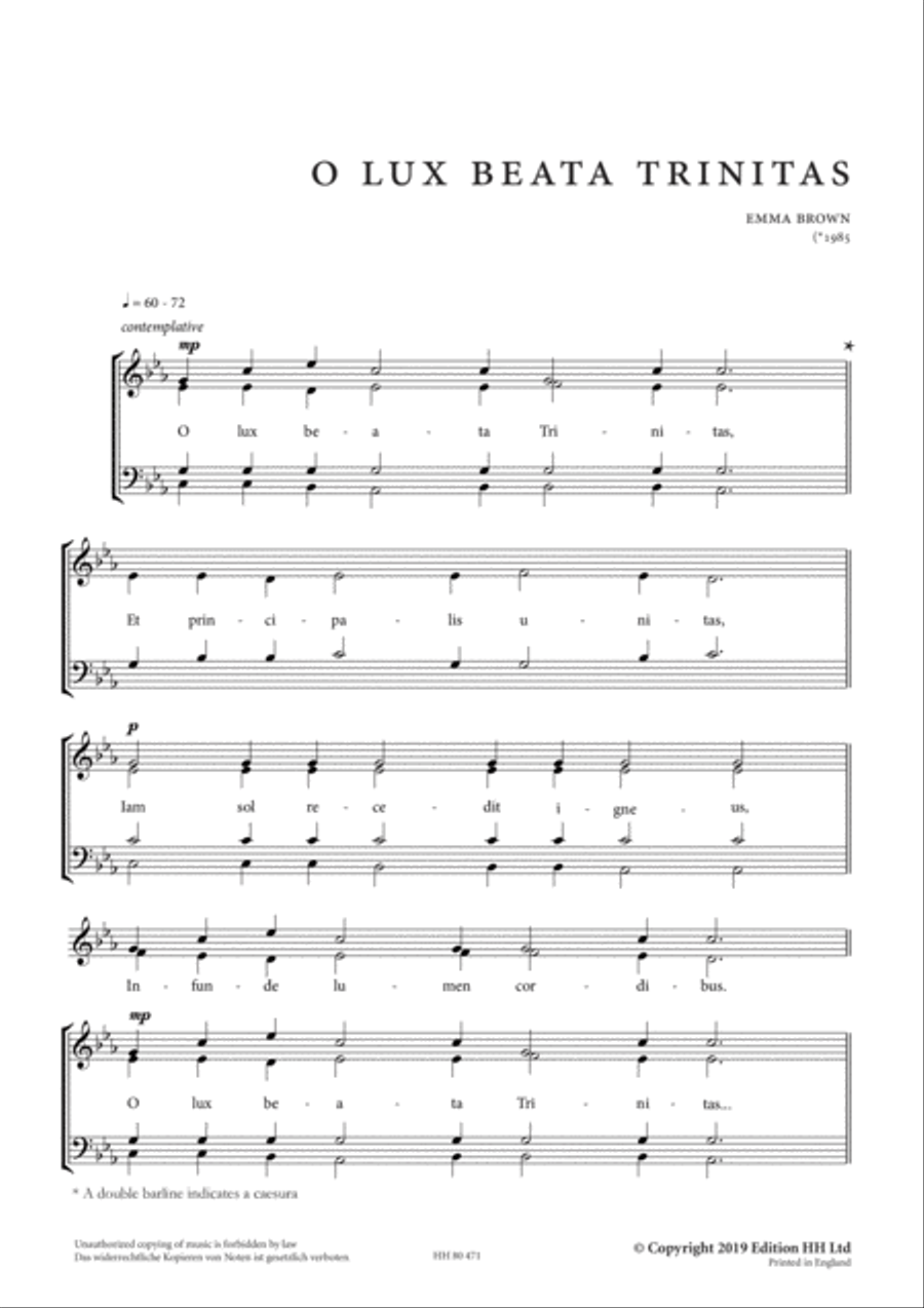 O Lux Beata Trinitas O Lux Beata Trinitas 4-Part scores gallery preview page 2