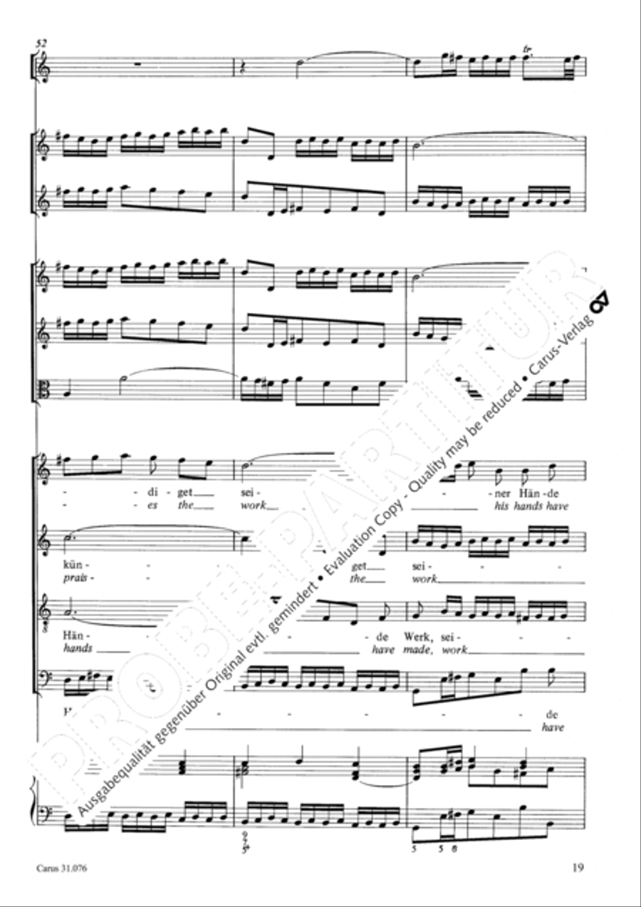 The heavens are telling the Father's glory (Die Himmel erzahlen die Ehre Gottes) 4-Part scores gallery preview page 20