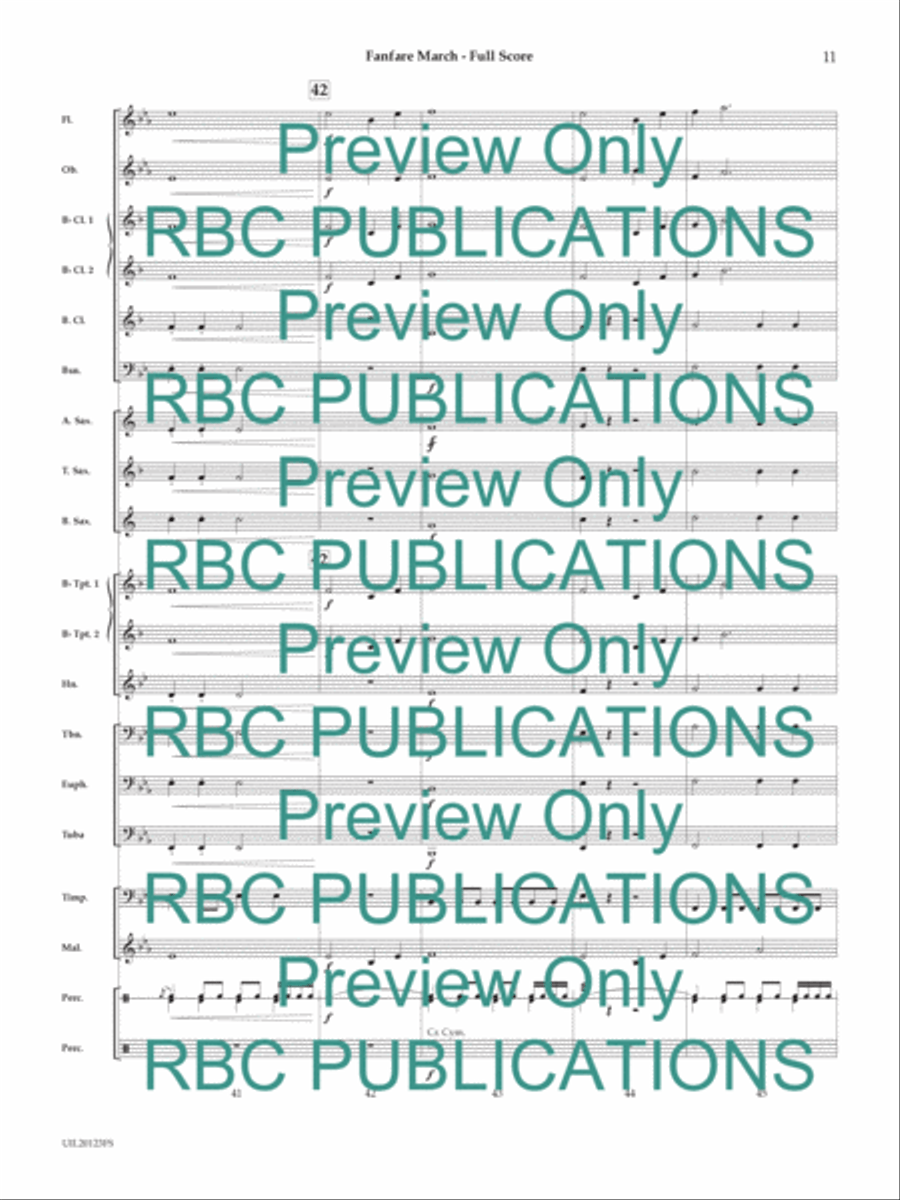 Fanfare March (Score) Concert Band scores gallery preview page 12