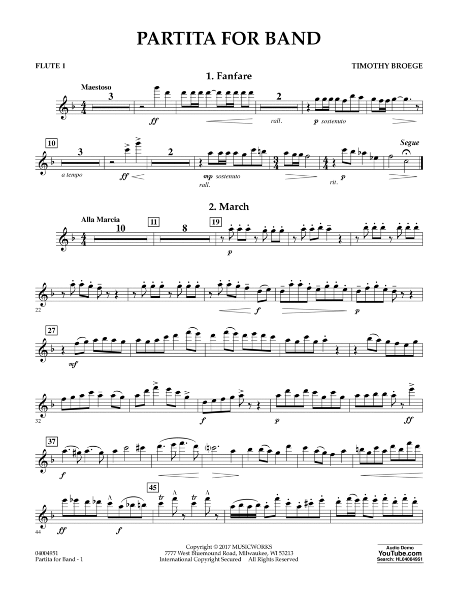 Partita for Band - Flute 1 Flute scores gallery preview page 1