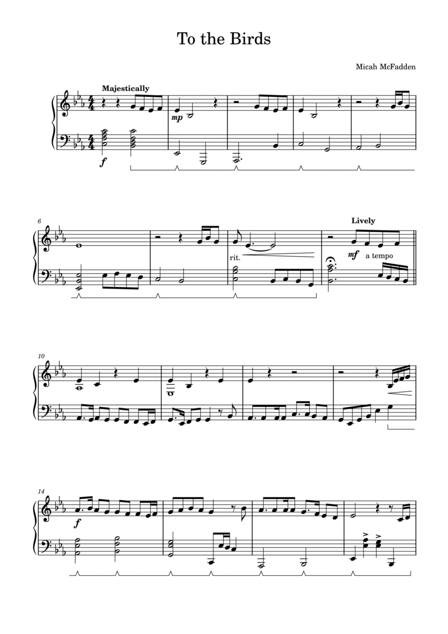 To the Birds To the Birds Piano Solo scores gallery preview page 1