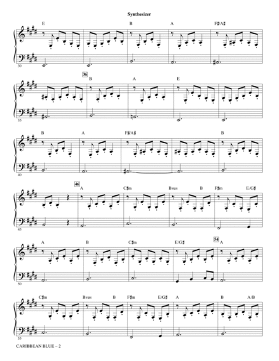 Caribbean Blue - Synthesizer Choir scores gallery preview page 2