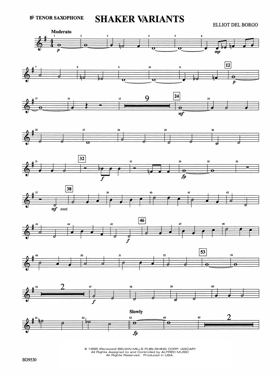 Shaker Variants: B-flat Tenor Saxophone