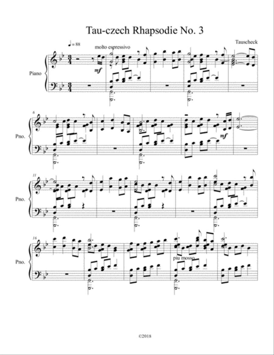 Tau-czech Rhapsodie No. 3 Piano Method scores gallery preview page 1