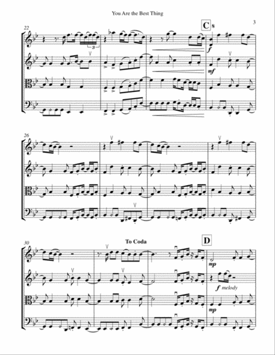 You Are The Best Thing String Quartet scores gallery preview page 4