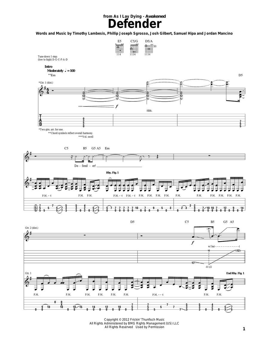 Defender Defender Acoustic Guitar scores gallery preview page 1