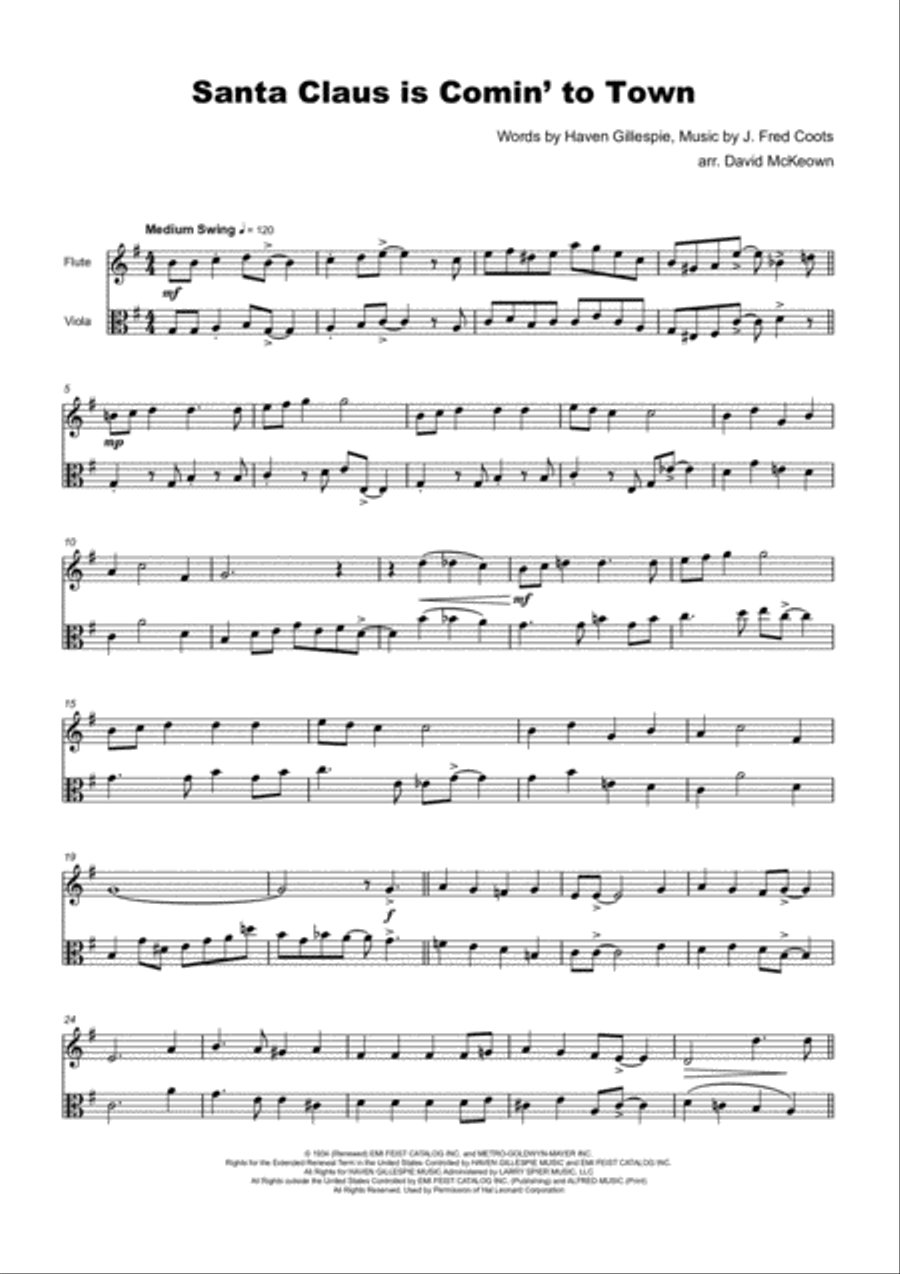 Santa Claus Is Comin' To Town Flute scores gallery preview page 2